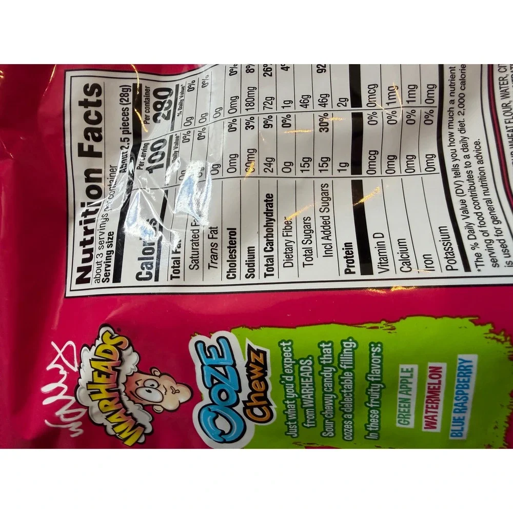 Warheads Ooze Chewz Filled Ropes Candy 3 oz Bag Watermelon Apple Blue Raspberry